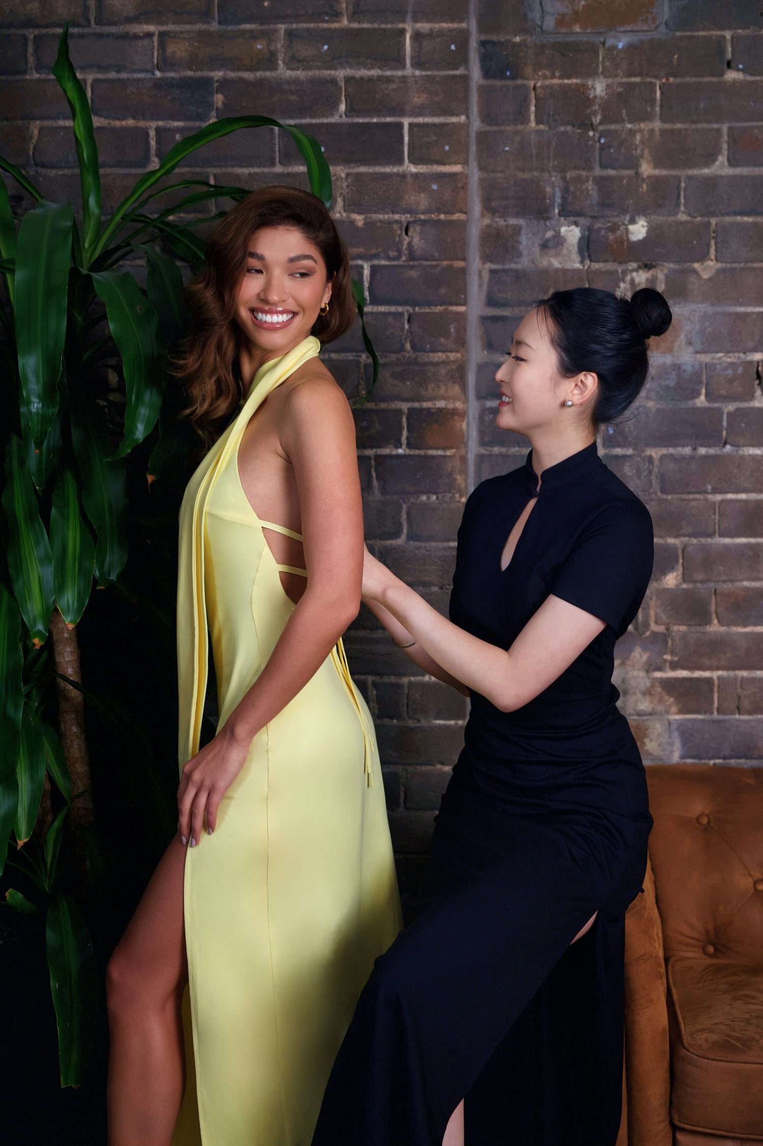 black maxi dress side view